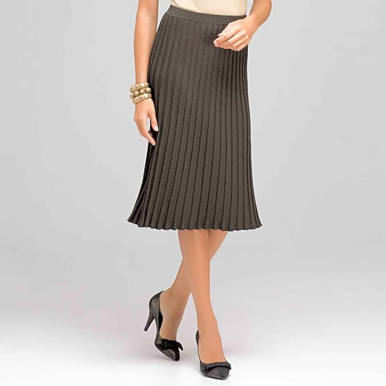 Ribbed Pleated Skirt