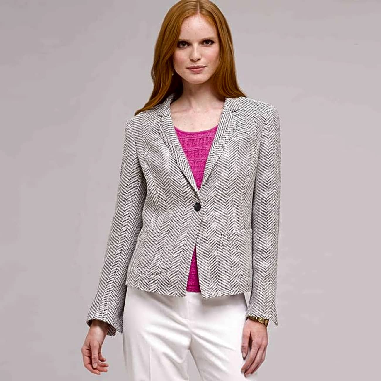 Textured 1 Button Jacket