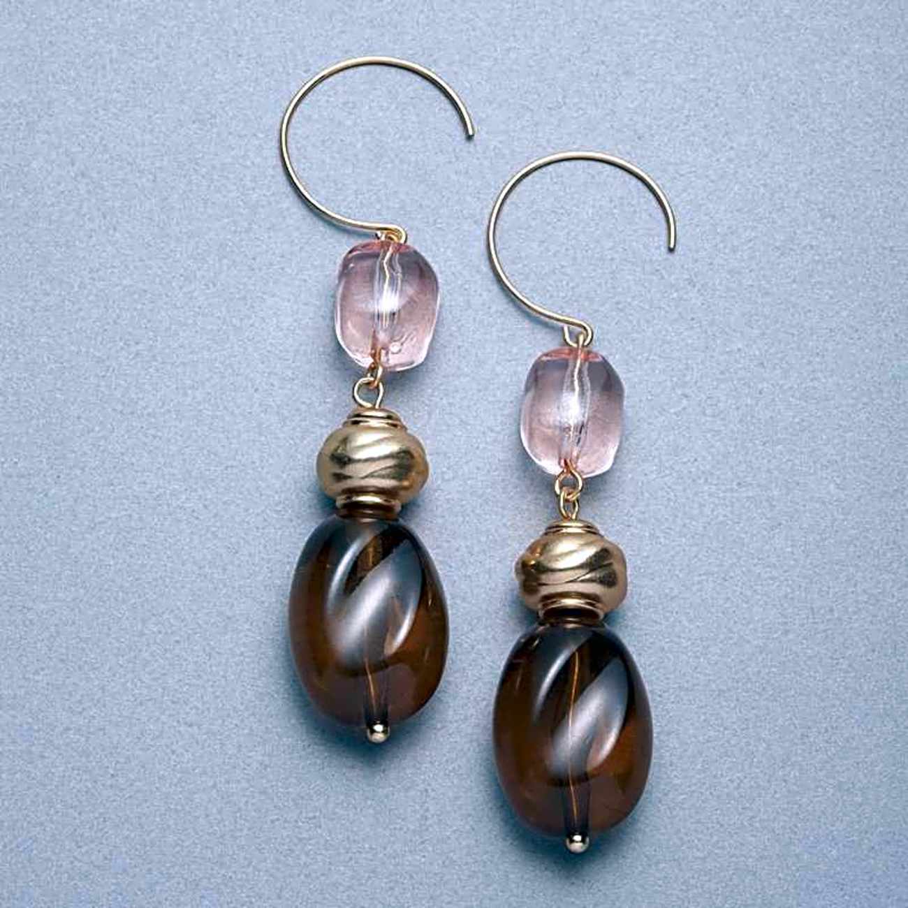 Brown and Pink Drop Earrings