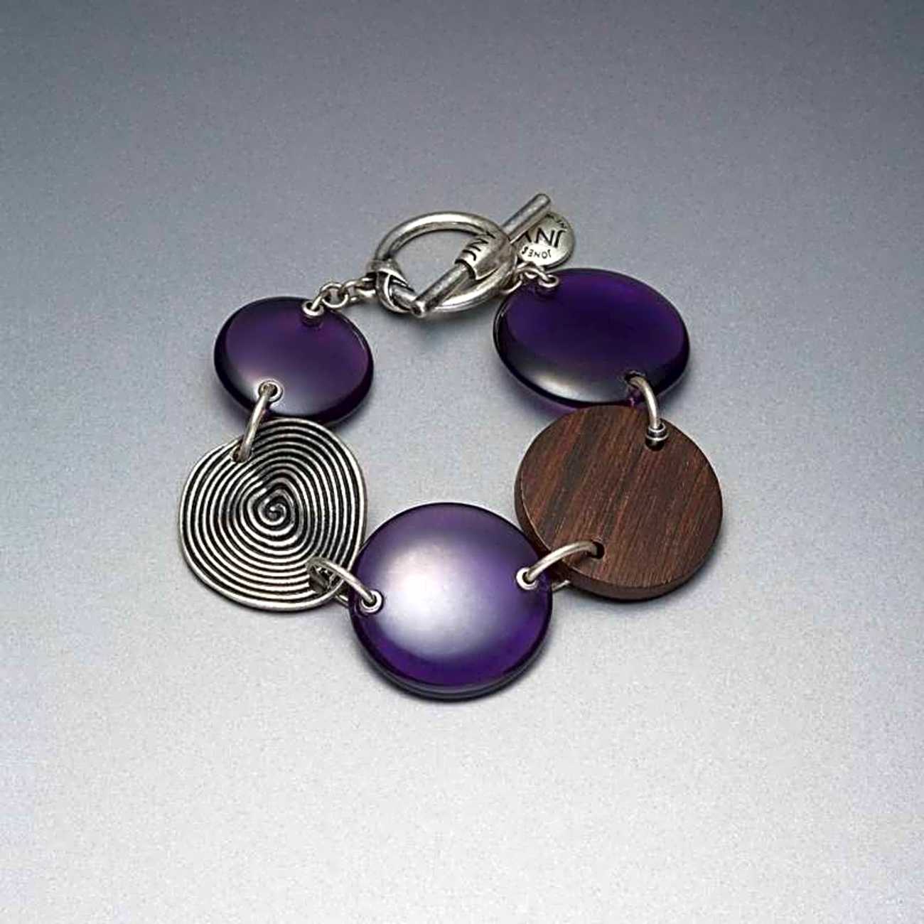 Silver and Purple Button Bracelet