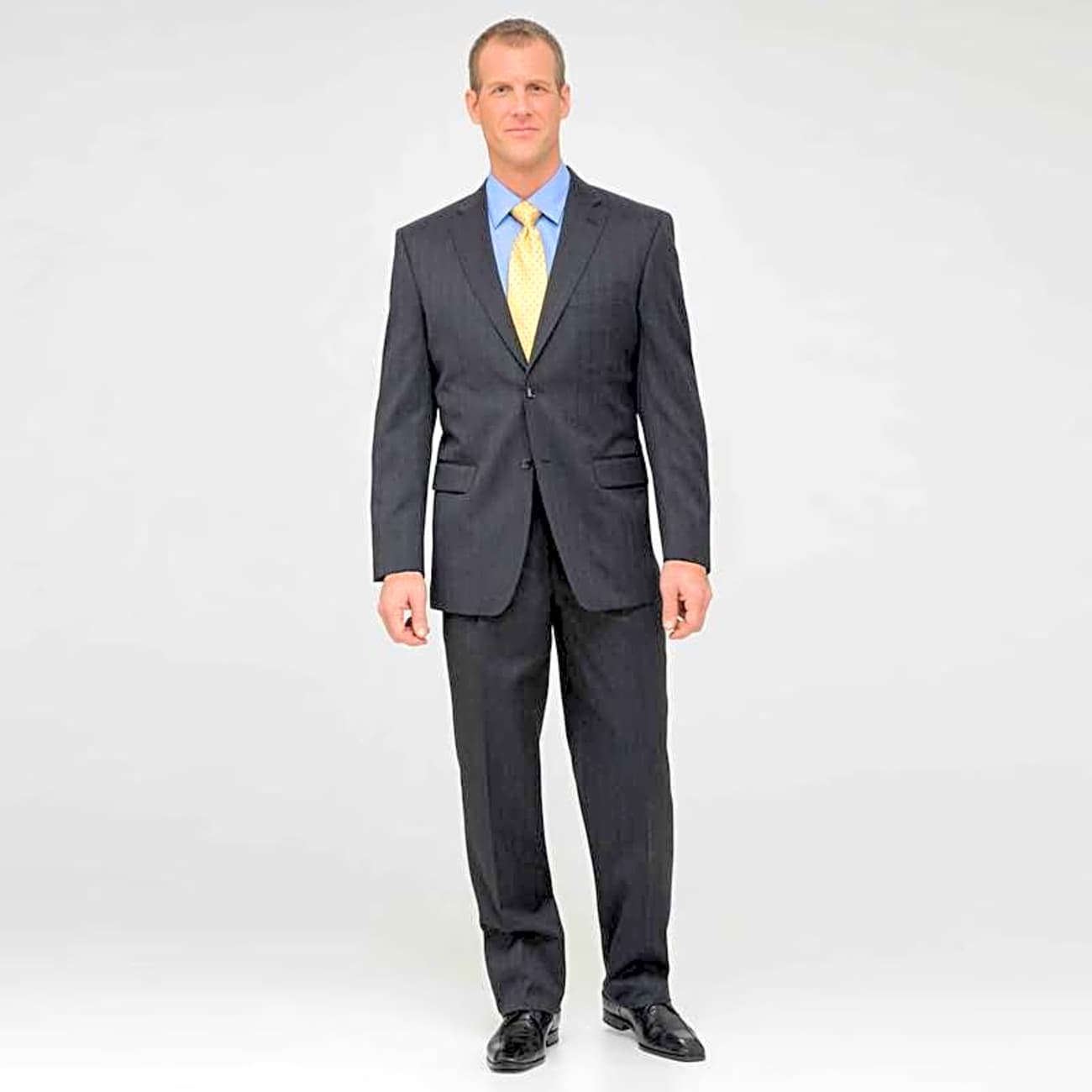 Charcoal Single Pleat Striped Wool Suit