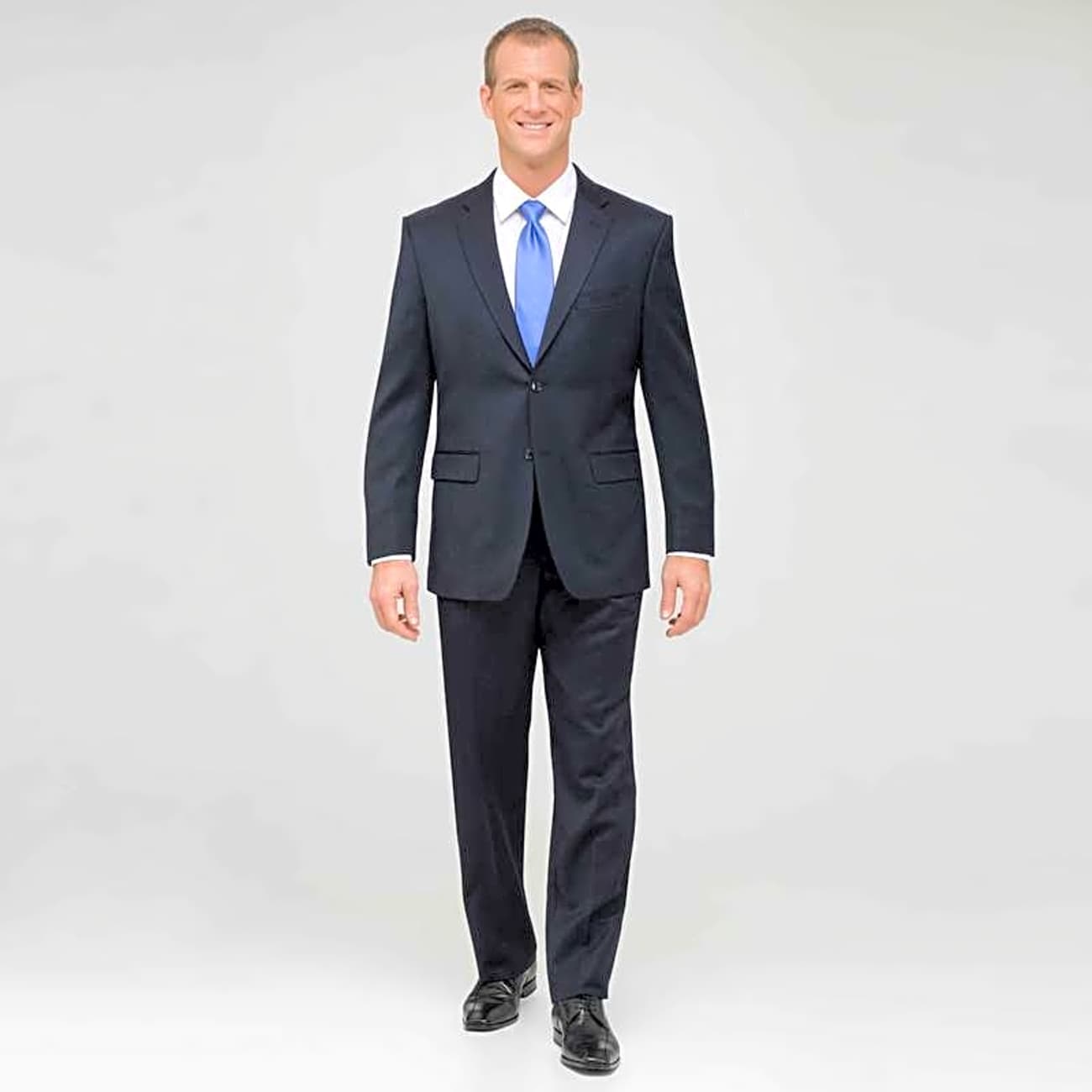 Navy Single Pleat Wool Suit