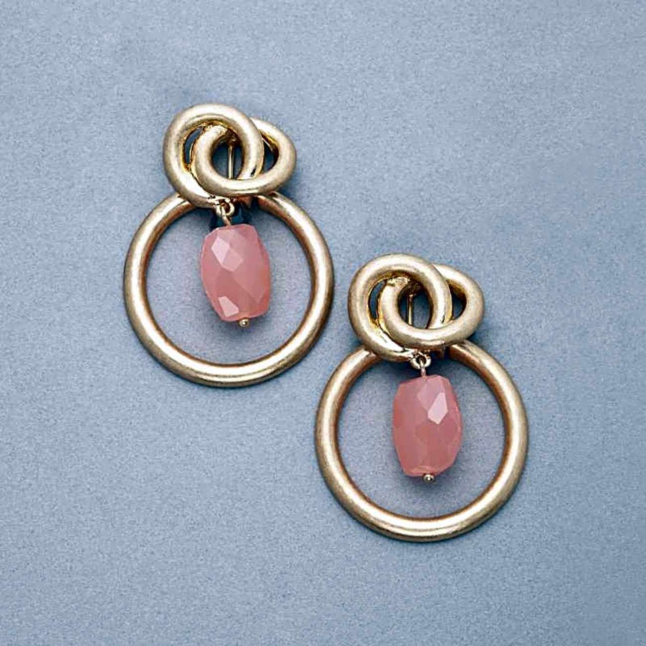 Pink Quartz Hoop Earring