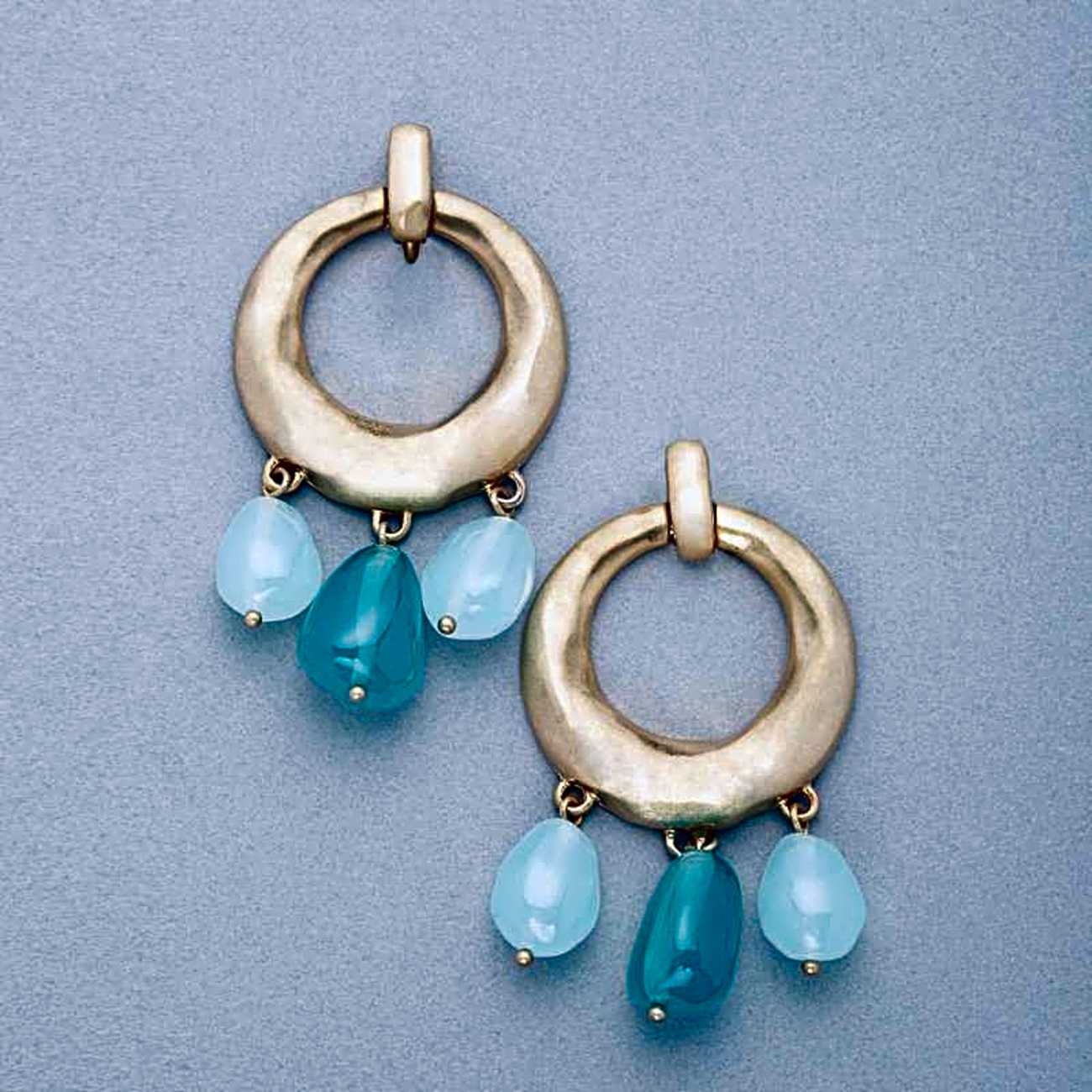 Turquoise and Gold Hoop Earring