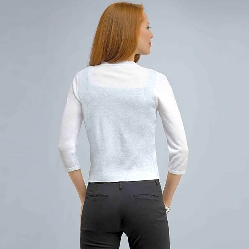 Woven Trimmed Cardigan.